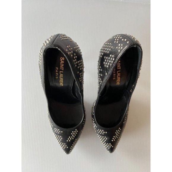 Saint Laurent Studded Black Leather Platform Pumps, Size 36 (IT), 6 (US) - Picture 3 of 11